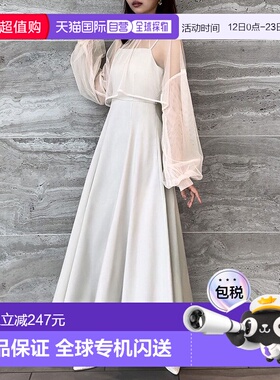 日本直邮JUNOAH 雪纺短上衣加阔摆吊带连衣裙套装 [JU5602EW05954