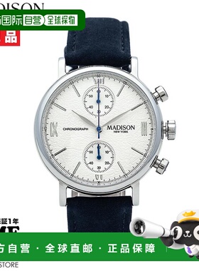 日本直邮MADISON NEW YORK麦迪逊纽约第七大道男士计时码表银白色