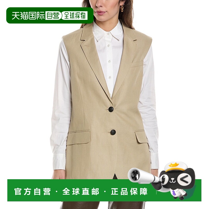 自营 rag & bone Odessa Linen-Blend Vest - brown 美国奥莱直发