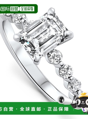 自营 pompeii3经认证的 2 1/3 克拉祖母绿切割钻石订婚戒指 14k