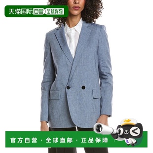 自营Theory Boyfriend Linen-Blend Jacket - blue 美国奥莱直发