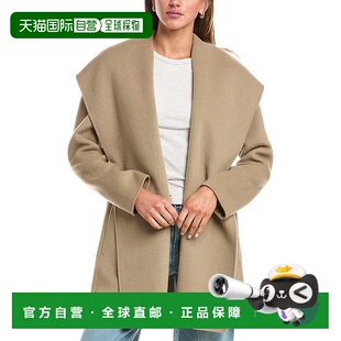 美国奥莱直发 棕褐色 自营 Vince羊毛混纺连帽外套