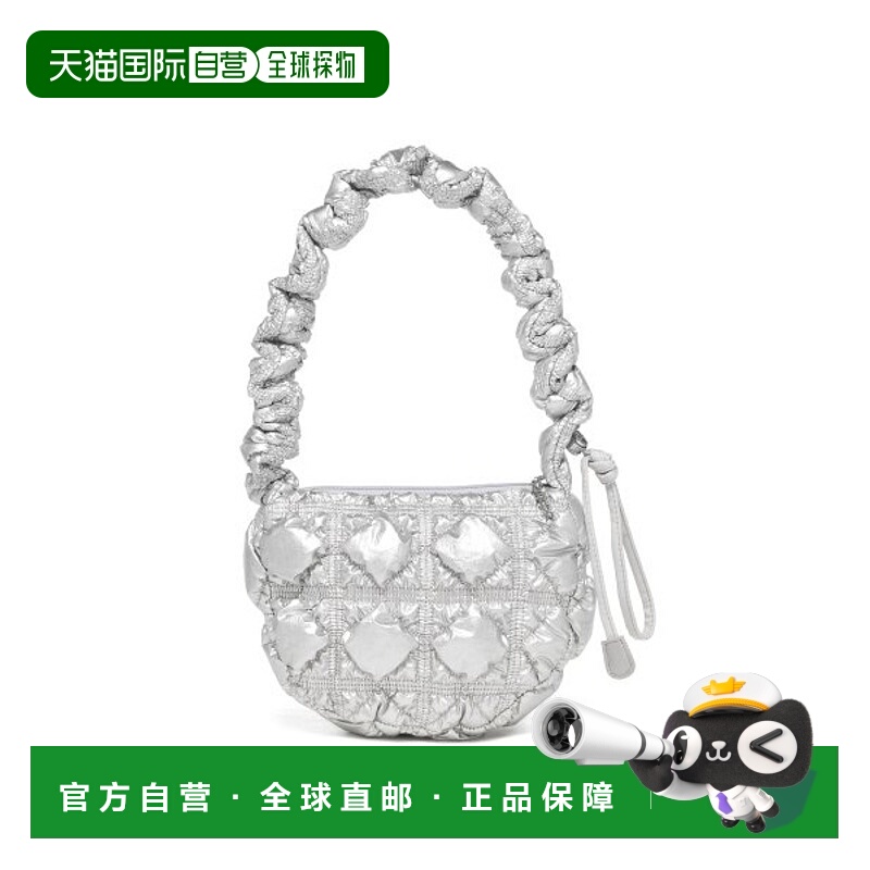 韩国直邮CARLYN [23SS]褶皱抽绳单肩斜跨包糖果女亮面Silver_H731