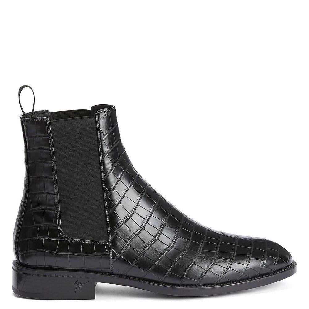美国直邮Giuseppe Zanotti Ryim 鳄鱼纹黑色时装靴 流行男鞋