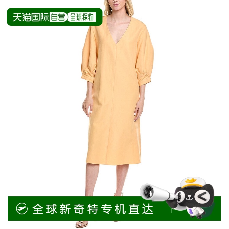 自营 lafayette 148 new york拉斐特148纽约丝绸亚麻混纺迷笛连衣