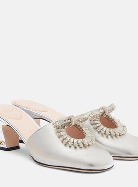 潮奢 Valentino 华伦天奴 女士 Adamantine 60 金属感皮质凉拖