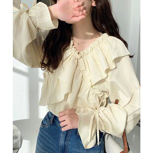 moment+女士多穿式条纹露肩短款衬衫 mt02240