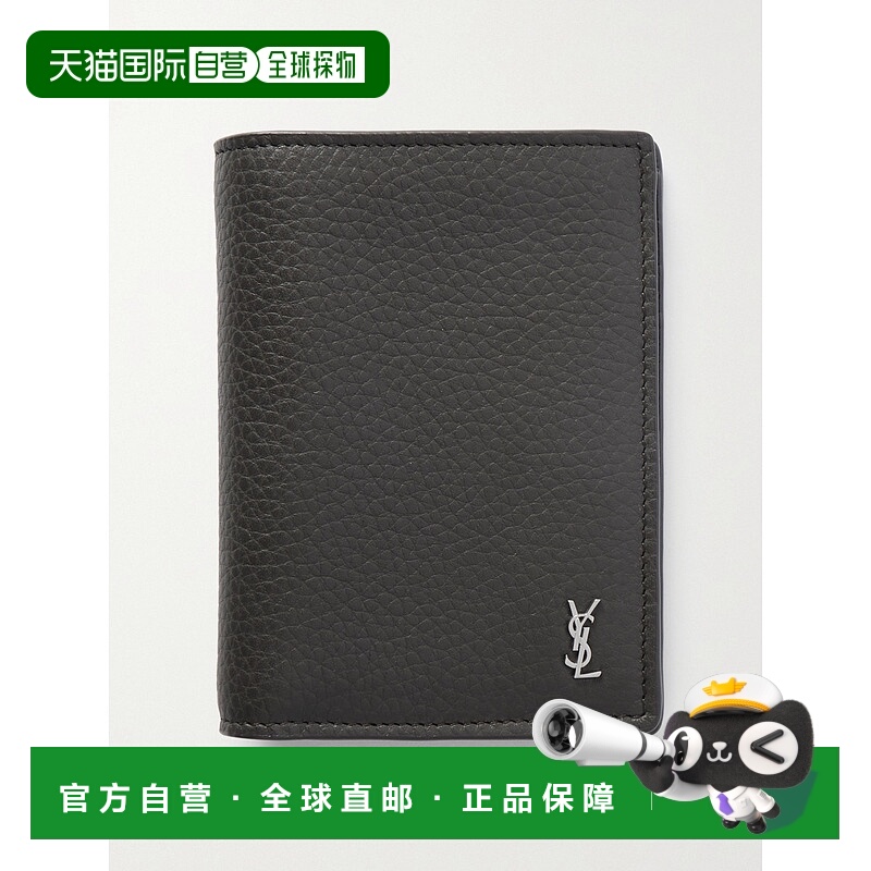 香港直邮Saint Laurent 圣罗兰 男士 Logo-Appliqued 全粒面皮革