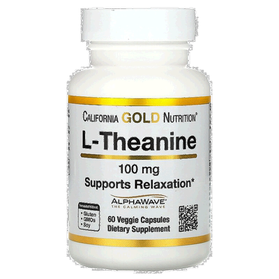 香港直发iHerb California Gold NutritionL 茶氨酸胶囊60粒动物