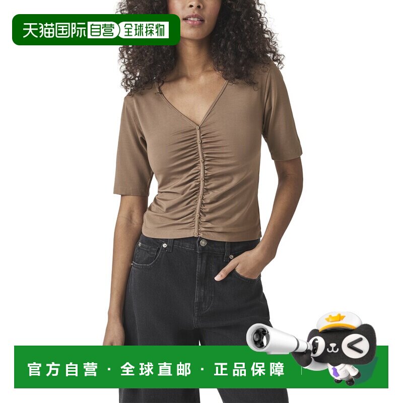 自营Splendid Yasmina Ruched T-Shirt - green 美国奥莱直发上衣 - 实物图