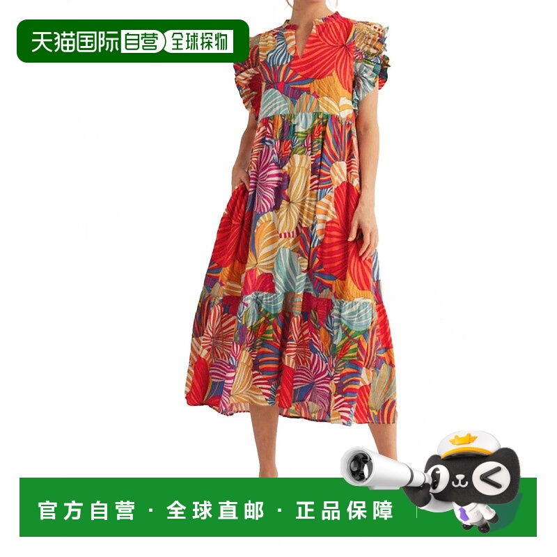 自营jodiflWomen's Tropical Flutter Cap Sleeve Dress In Multi
