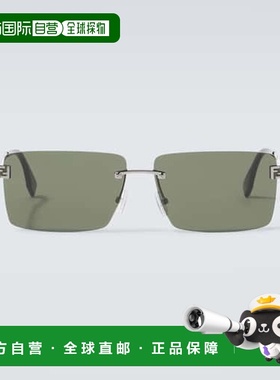 1h可退 香港直邮潮奢 Fendi 芬迪 男士 天蓝色矩形太阳眼镜