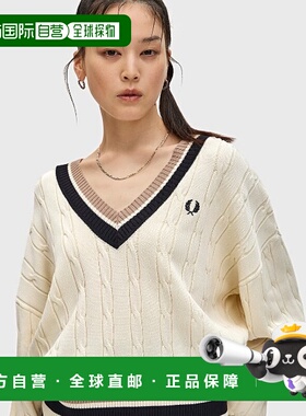 1h可退 日本直邮FRED PERRY 女装 宽松V领 绞花针织衫 K1102