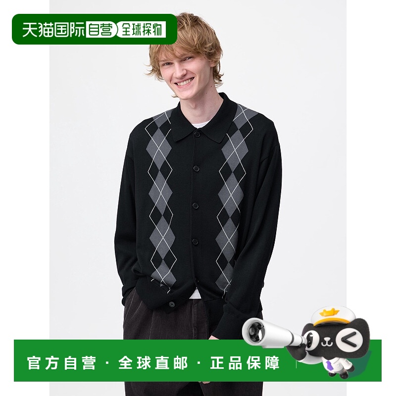 日潮跑腿GU极优 针织 Polo 衫菱形花纹 357907