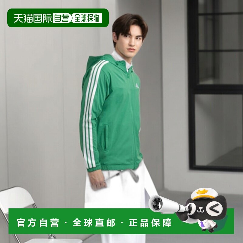 日本直邮adidas 高尔夫全拉链连帽卫衣 [52401465] 绿色外套男装