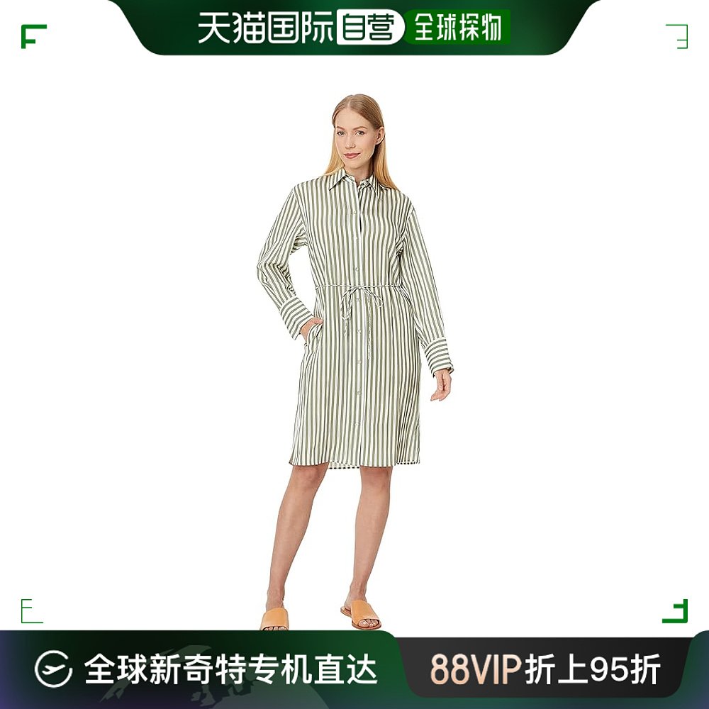 香港直邮潮奢 VINCE女士 Coast条纹短款衬衫式连衣裙