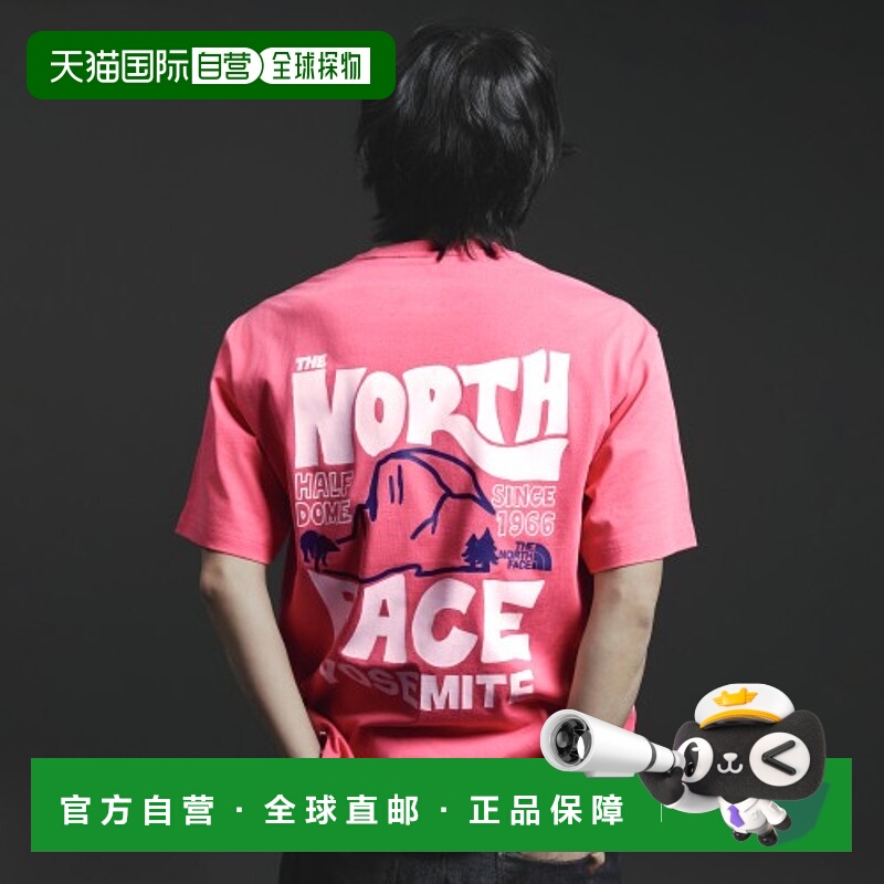韩国直邮北面THE NORTH FACE 图案印花短袖圆领宽松T恤 男款 粉色