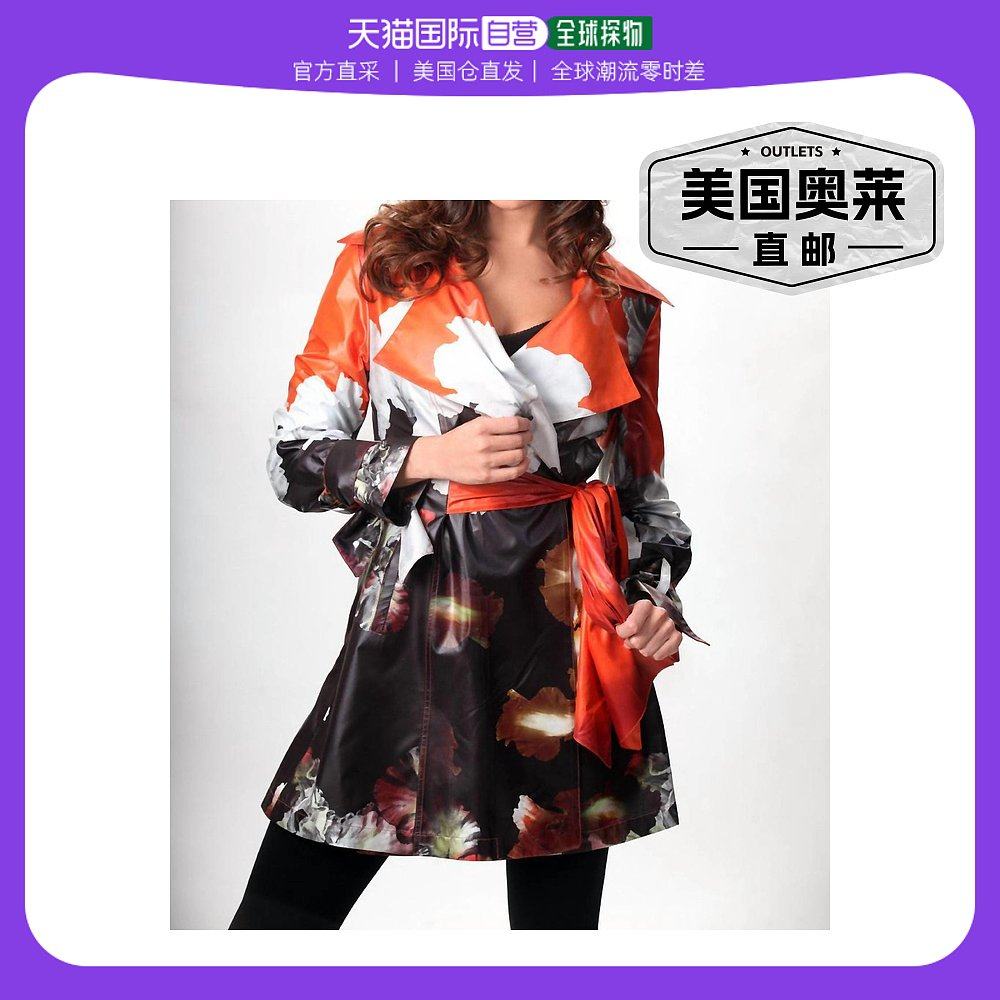 angelmural trench rain jacket in black multi black multi