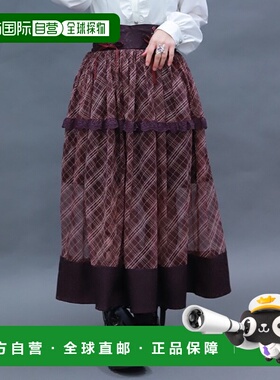 1h可退 日本直邮NIBBLE POISON 女装 格纹雪纺长裙 透感设计 松紧