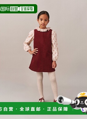 欧洲直邮Bonpoint小樱桃 Jolla女童红色灯芯绒樱桃刺绣连衣裙