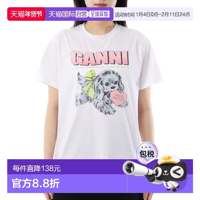 韩国直邮GANNI 白色小狗T恤（T4334 151）女装