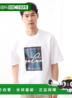 1h可退 日本直邮THE SHOP TK 男士立体绣花图案圆领短袖T恤 61633