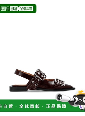 香港直邮GANNI 女士芭蕾乐福鞋 S30864926436 SS2025 酒红色 Femi