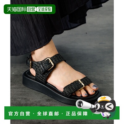 1h可退 日本直邮PAOLO BOVE 女士拉菲亚带厚底凉鞋 04500162018