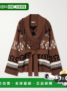 1h可退 Simkhai 女士 Elwood 束带流苏嵌花羊毛羊绒混纺开衫针织