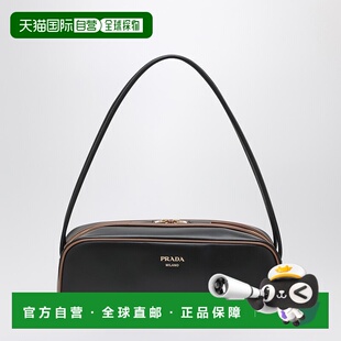 1h可退 香港直邮潮奢 Prada 普拉达 女士 black/hazelnut 飘带包