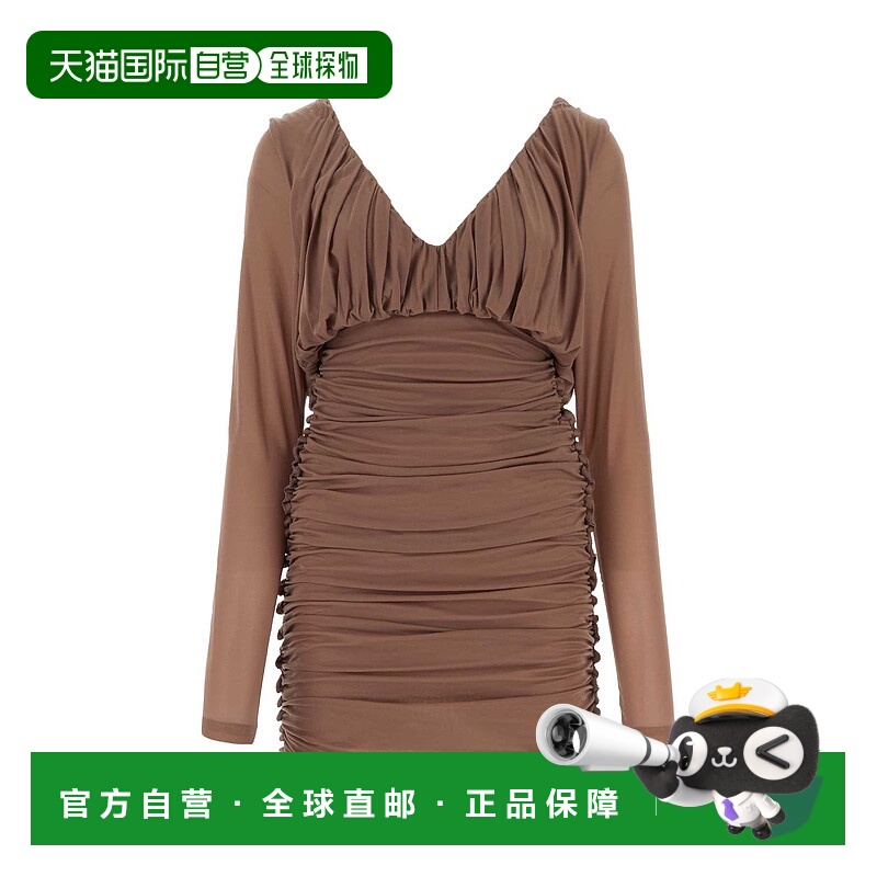 1h可退 香港直邮潮奢 Saint Laurent 圣罗兰 女士 褶皱连衣裙 729