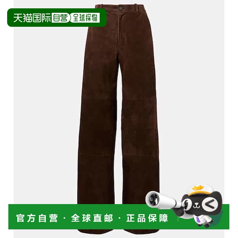 1h可退 香港直邮VINCE 女士 皮革直筒长裤 brown棕色 舒适时尚