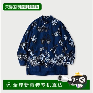 罩 日本直邮45R 不死鸟印花908宽松立领衬衫 靛蓝色 休闲衬衫