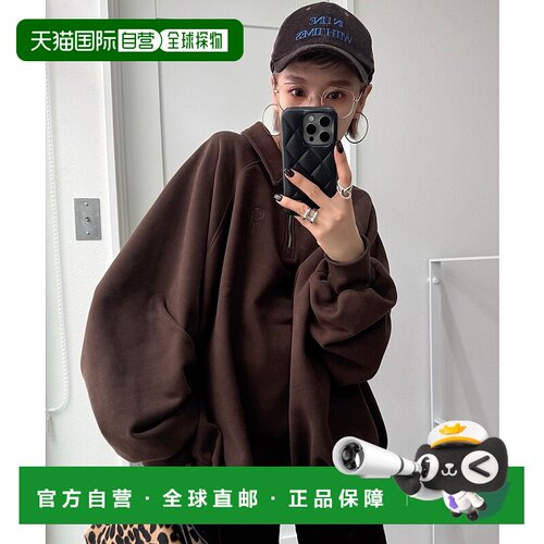 1h可退 日本直邮CFT. 女装 宽松半拉链加绒连帽衫 CFT刺绣logo设