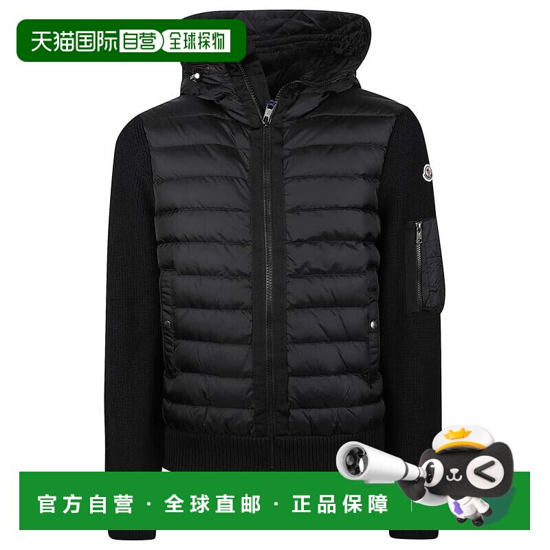 自营monclerTricot绗缝丙烯酸混纺开衫-黑色 美国奥莱直发
