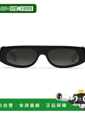 自营欧洲直邮GUCCI/古驰24新款 男女通用黑色醋酸框金色徽标几何