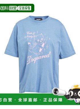 1h可退 香港直邮Dsquared2 二次方 女士 T恤 blue蓝色 舒适时尚