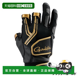 日本直邮Gamakatsu 手套 锦标赛手套（3指）M 黑色 x 金色 GM7305