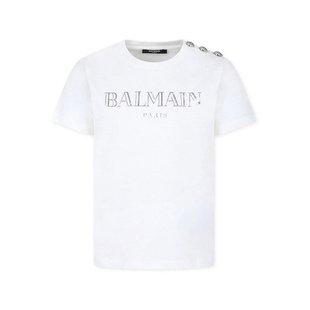 男童T恤 短袖 BV8Q21Z0116102AG 白色 T恤 AW2024 BALMAIN