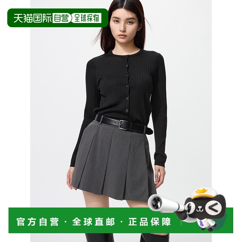 日本直邮Uniqlo Merino Rib 短款圆领针织开衫 478336优衣库羊毛