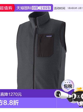 自营欧洲直邮PATAGONIA R1 AIR男士灰蓝色再生聚酯抓绒马甲
