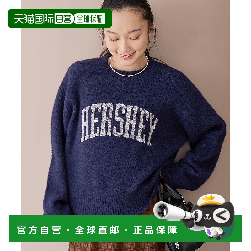 1h可退 日本直邮COEN 女装 费瑟纱线 英文字母提花毛衣 宽松设计