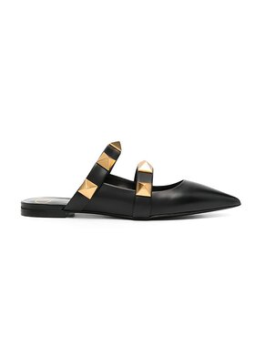 Valentino 黑色Roman Stud 平底穆勒鞋 VW0S0BK8KET