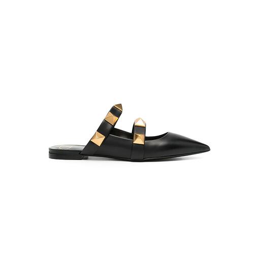 Valentino 黑色Roman Stud 平底穆勒鞋 VW0S0BK8KET