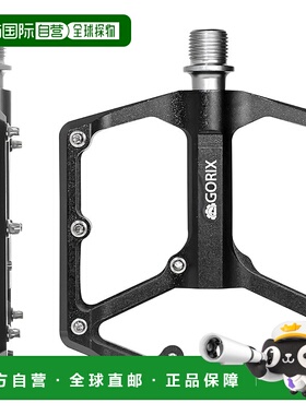 【日本直邮】GORIX 自行车平踏板 GX-FY324 铝合金 3轴承 黑色