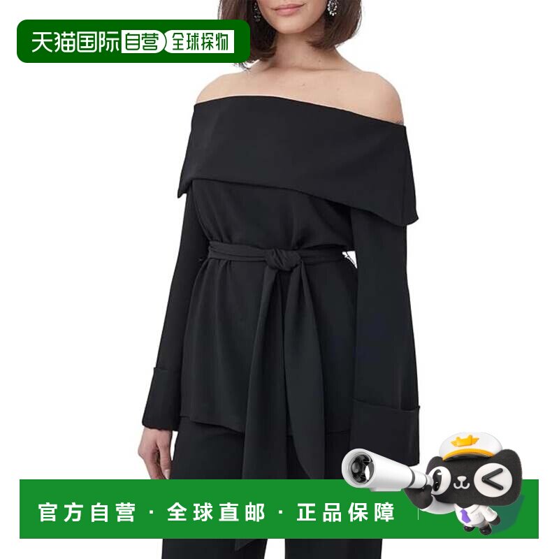 自营Trina Turk Lyndi Top Womens Black Off-the-Shoulder Tie W