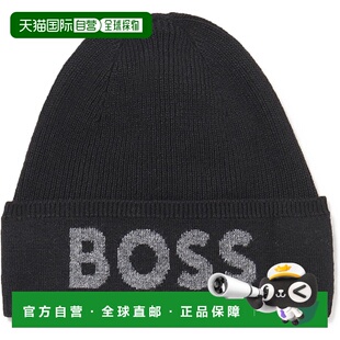 自营 Hugo Boss Men's Elio Big Logo Beanie, Black - black 美