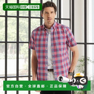 深紫红色 衬衫 美国奥莱直发 格子短袖 自营Nautica男士