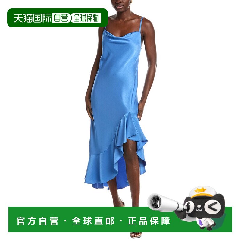 自营Maje Satin Cowl Neck Midi Dress - blue 美国奥莱直发性感
