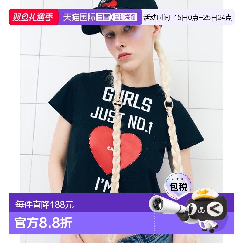 韩国直邮AS IF CALIE女士女装T恤CA25AST003BKF GURLS JUST T-SHIR